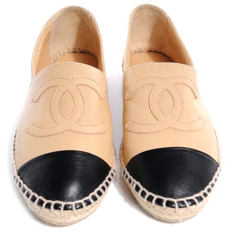 chanel espadrilles lambskin beige